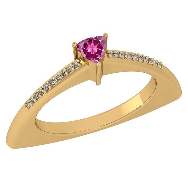 Certified 0.35Ctw Pink Tourmaline And Diamond 14k Yello