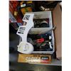 Image 2 : 3 boxes of plumbing supplies, belts and fold ing bench legs