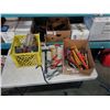 Image 1 : BOX AND CRATE OF HAND TOOLS, HAMMERS, SANDERS, DRYWALL TOOLS