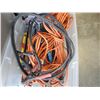 Image 2 : 100FT EXTENSION CORD, JUMP CABLES AND TOTE OF CAULKING GUNS