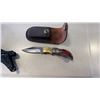 Image 2 : COLUMBIA MECHANICAL KNIFE AND WOOD HANDLED FOLDING KNIFE