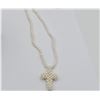Image 2 : NEW BRASS GENUINE FRESHWATER PEARL CROSS NECKLACE W/ APPRAISAL $995