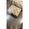Image 2 : BUTTONBACK ROLLING UPHOLSTERED ARMCHAIR AND OTTOMAN