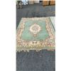 Image 2 : TWO 84 X 104 INCH GREEN AREA CARPETS - MOTH DAMAGED