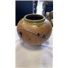 Image 2 : POTTERY PLANTER, LIDDED POT AND MARBLE SERVING TRAY WITH BRASS HANDLES