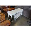 Image 2 : WHITE 2 DRAWER DESK AND 2 TIER STAND - DESK IS 56 INCHES WIDE X 29.5 TALL X 19.5 DEEP