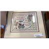 Image 2 : Grandparents framed stitchpoint and box of vase with cookie jar