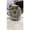 Image 2 : HAND PAINTED CHINA TEA SET - TEAPOT WITH 4 CUPS AND TRAY