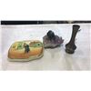 Image 1 : ROYAL DOULTON TRIVOT, AMETHYST AND JADE BEAR AND SMALL BRASS VASE