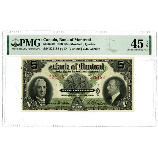 Bank of Montreal, 1938 Issued Banknote