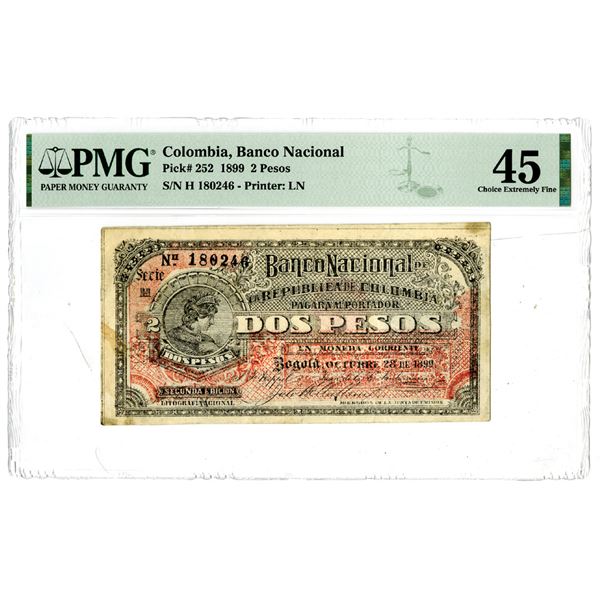 Banco Nacional de la Republica de Colombia, 1899 Issued Banknote