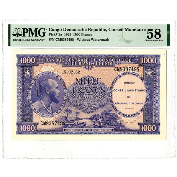 Banque Centrale du Congo Belge et du Ruanda-Urundi, 1962 Issued Banknote