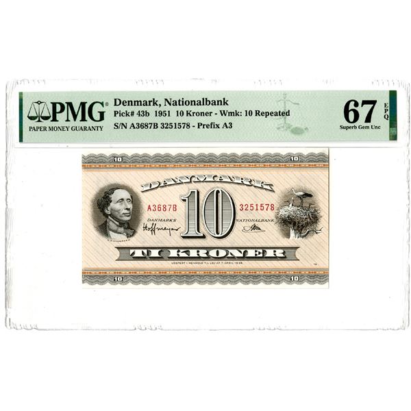 Denmarks Nationalbank, 1951 "Top Pop" Issued Banknote