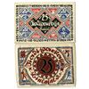 Image 2 : Germany, City of Bielefeld. 1922. Issued Linen and Silk Notgeld Note Pair.
