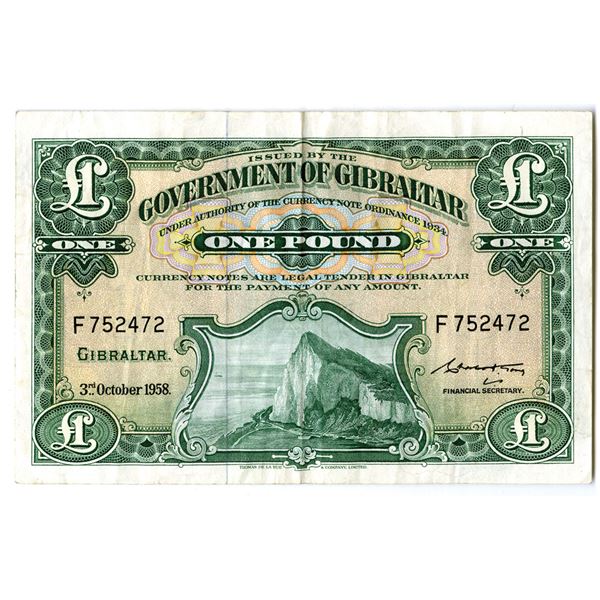 Government of Gibraltar, 1958 Issued Banknote