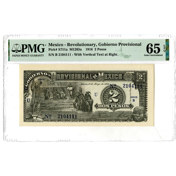 Gobierno Provisional de Mexico, 1916 Issued Banknote