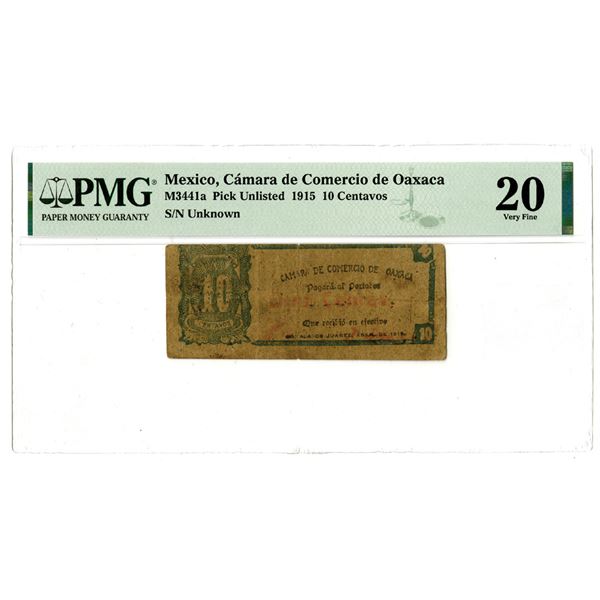 Camara de Comercio de Oaxaca, 1915 Issued Banknote, No others Graded Previously and First Time Offer