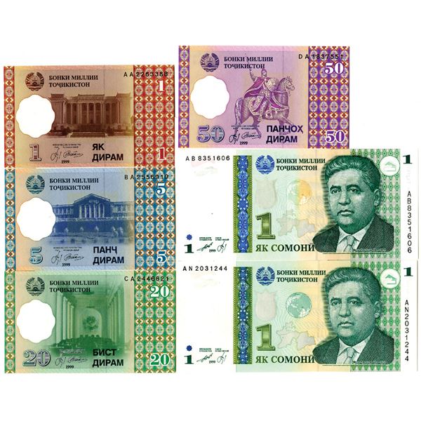 National Bank of the Republic of Tajikistan. 1999-2017. Lot of 12 Issued Notes.