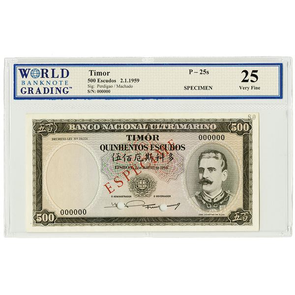 Banco Nacional Ultramarino. 1959. Issued Banknote.