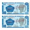 Image 1 : Banco Central De Venezuela, 1989 Uncut Vertical Pair of Specimen Notes.