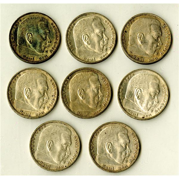 Germany, Third Reich, 1939, 5 Mark, KM#94 Coin Assortment.