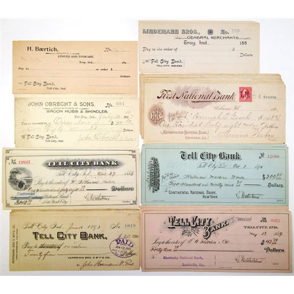 Large Group of Issued Bank Checks, ca. 1880-1910s