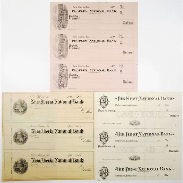 Louisiana Specimen/Proof Bank Checks, ca.1900s