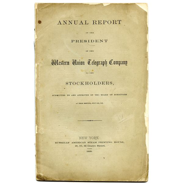 Western Union Telegraph Co. 1869 Annual Stockholder Report