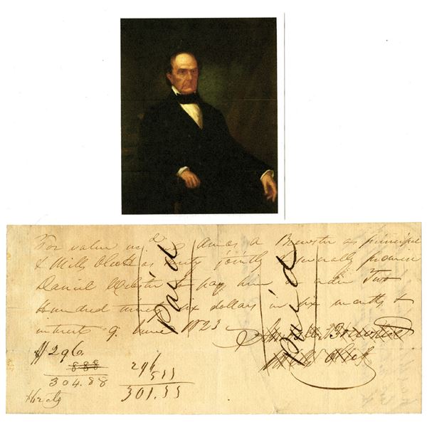 Daniel Webster Signed and Issued 1823 Promissory Note