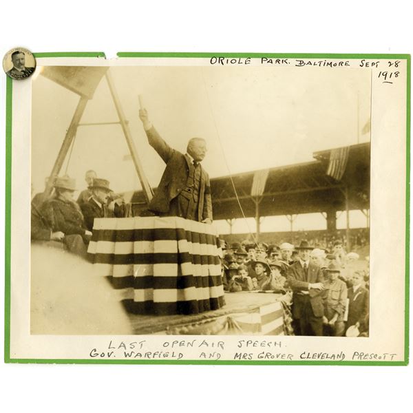 Theodore Roosevelt, Oriole Park Open Air Speech & Pinback Pin Pair