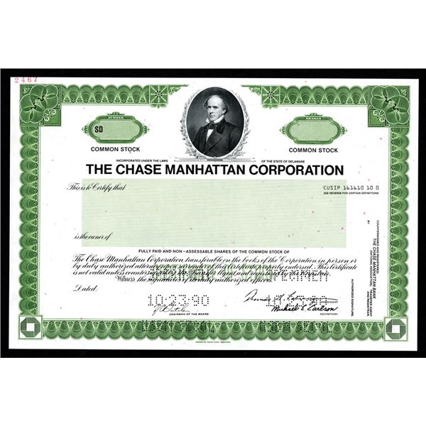 Chase Manhattan Corp. 1990 Specimen Stock Certificate.