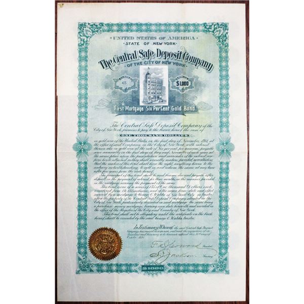 Central Safe Deposit Co. of the City of New York 1891 I/U Bond