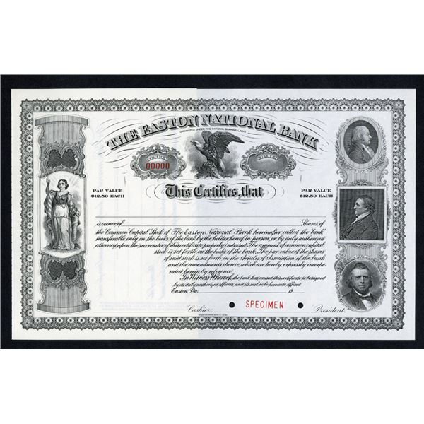 Easton National Bank, ca, 1900-1920 Specimen Stock Certificate