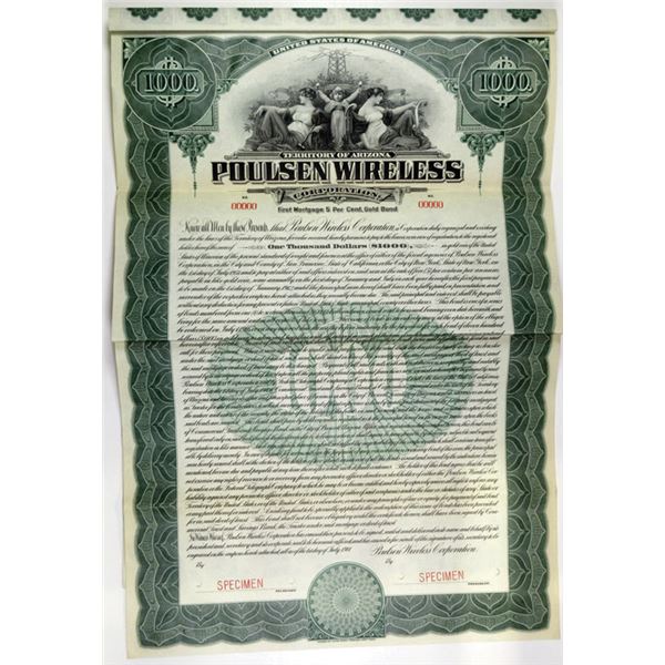 Poulsen Wireless Corp., 1911 Specimen Bond.