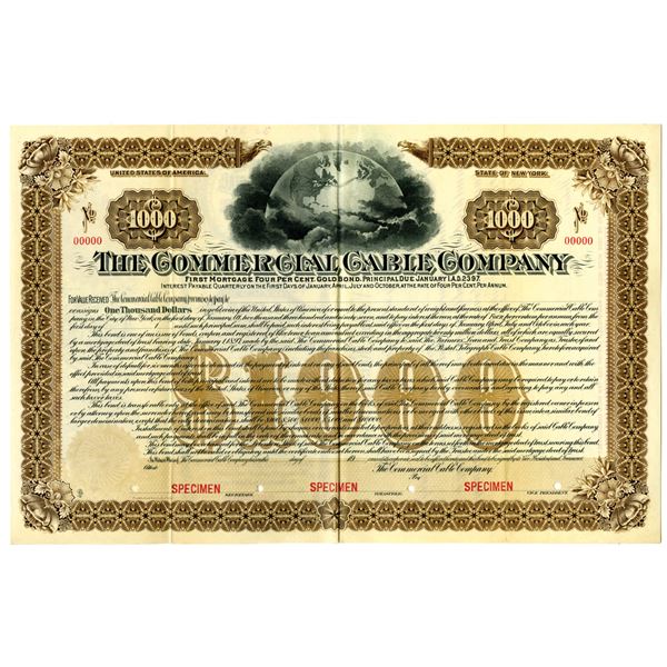 Commercial Cable Co. 1897 Specimen Bond