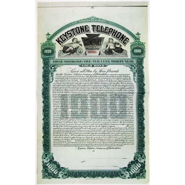 Keystone Telephone Co. of Philadelphia 1905 Specimen Bond