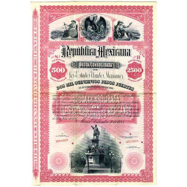Republica Mexicana 1885 Specimen Bond Rarity
