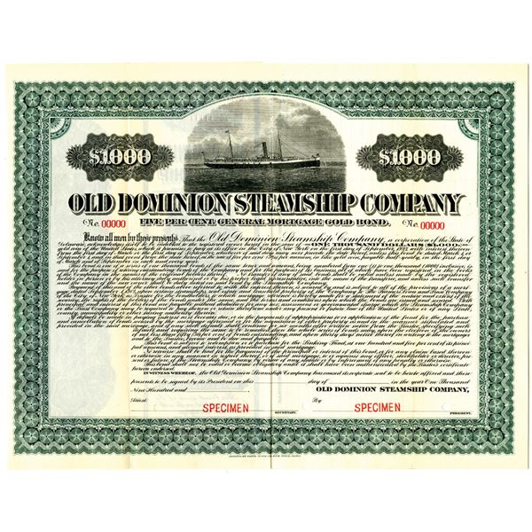 Old Dominion Steamship Co. Specimen Bond