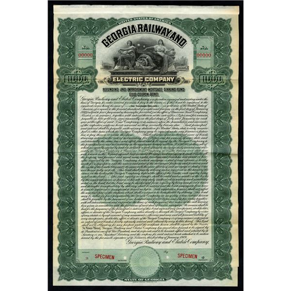 Georgia Railway and Electric Co., 1909 Specimen Bond