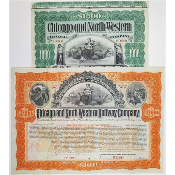 Chicago and North-Western Railway Co. 1897  Specimen Bond Pair