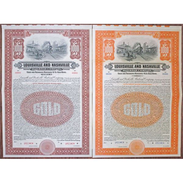 Louisville and Nashville Railroad Co. 1921 Specimen Bond Pair