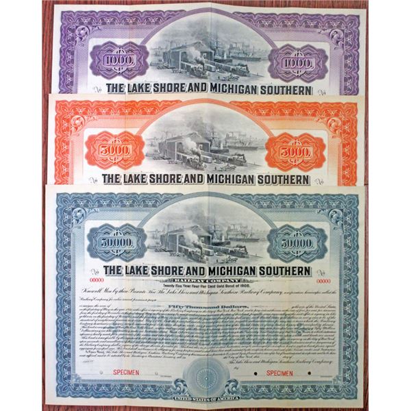 Lake Shore and Michigan Southern Railway Co. 1906 Specimen Bond Trio