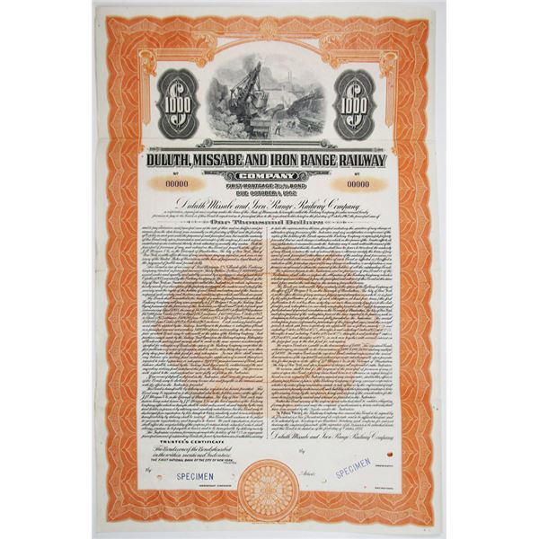 Duluth, Missabe and Iron Range Railway Co. 1937 Unlisted Specimen Bond