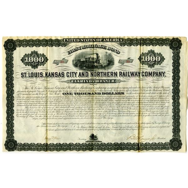 St. Louis, Kansas City and Northern Railway Co. 1879 I/U Bond