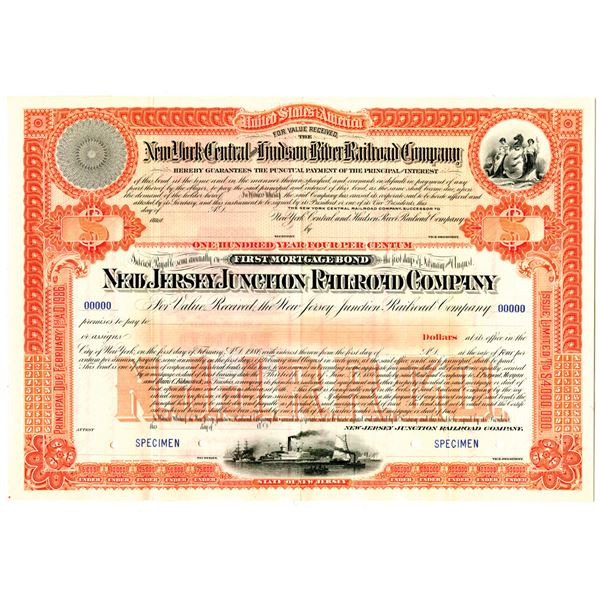 New Jersey Junction Railroad Co. 1886 Specimen Bond