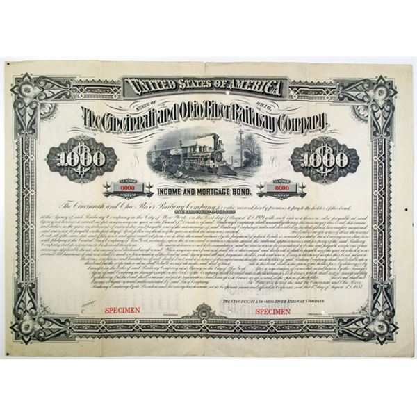 Cincinnati and Ohio River Railway Co. 1881 Specimen Bond Rarity