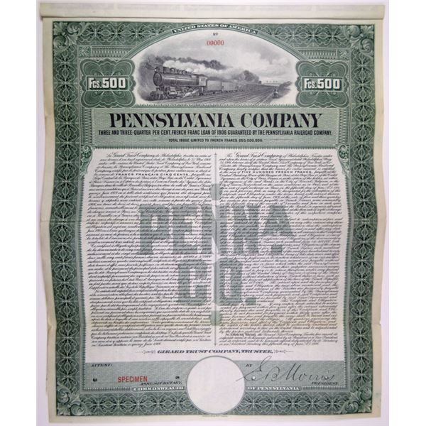 Pennsylvania Co., 1906 Specimen Bond Rarity