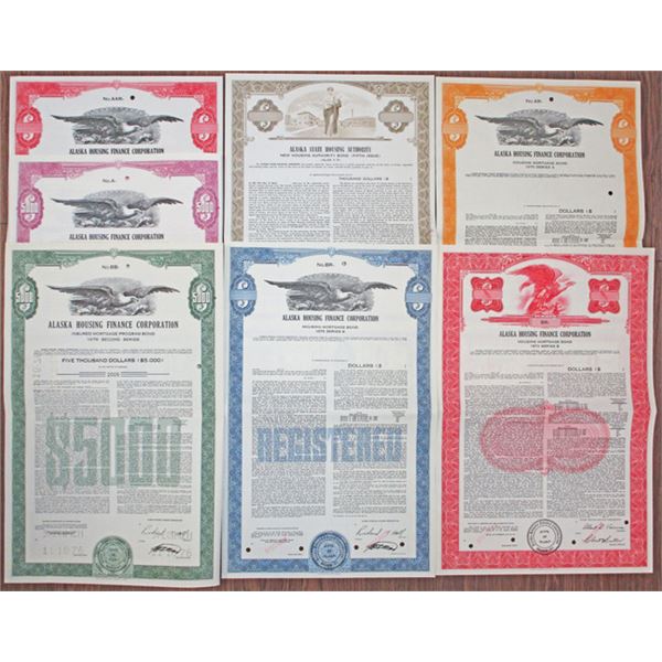 Alaska Housing Finance Corp. Specimen Bond Group of 7, ca.1969 to 1976