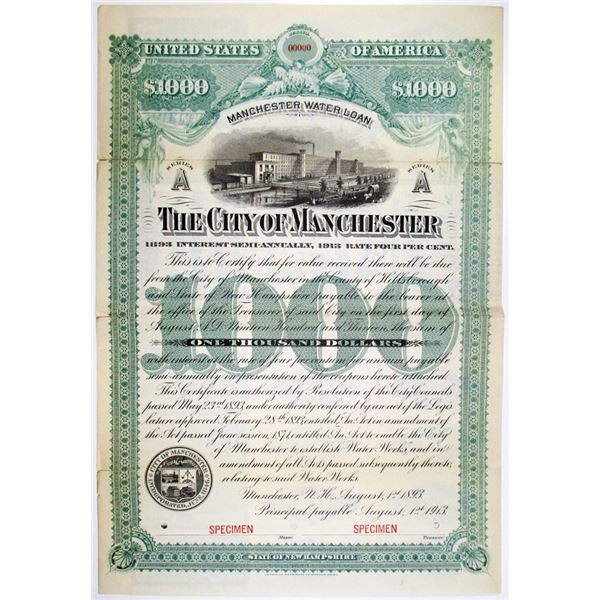City of Manchester, 1893 Specimen Bond