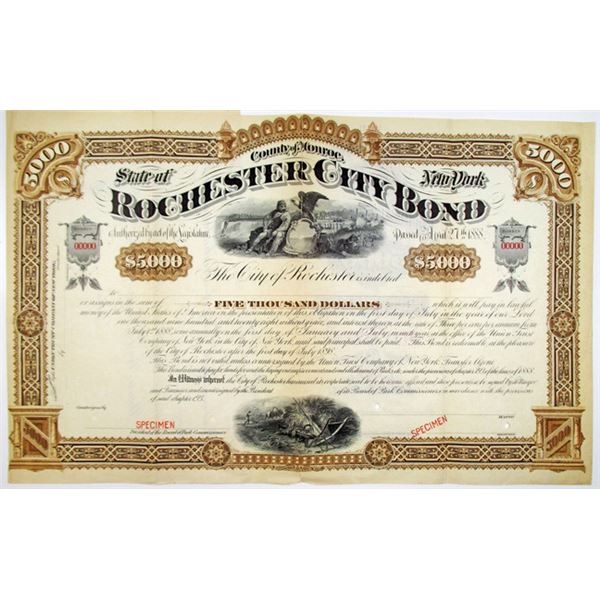 City of Rochester, 1888 Specimen Bond